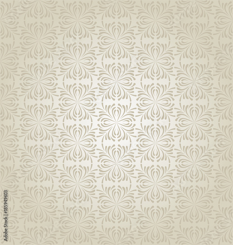 Silver wallpaper. Modern background, flower pattern. Retro style. Silver and gray color. Vector art