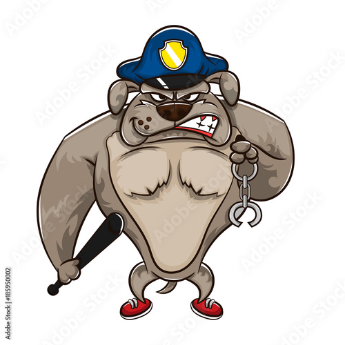 police dog catching a criminals cartoon vector