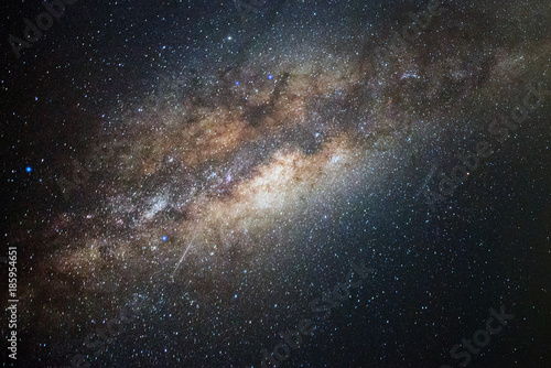 Close-up of Milky Way  Long exposure photograph with Bright Stars and space dust