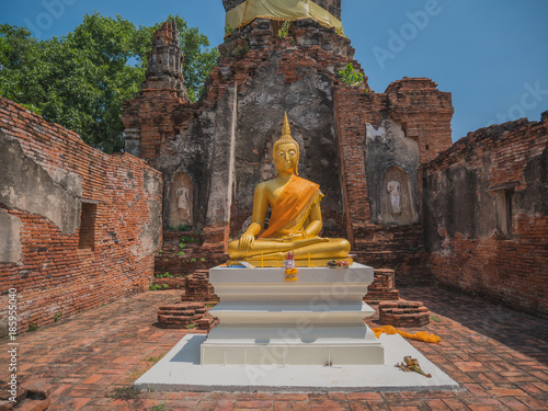 Buddha statue in Wat Cherng tha. The ancient buddhist temple in Phra Nakhon Si Ayutthaya Province, Thailand photo