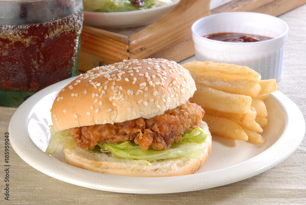Delicious and juicy chicken burger Delicious and juicy chicken burger