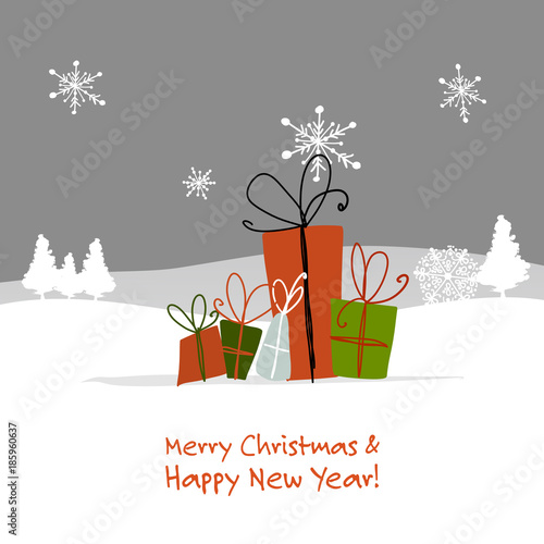 Christmas gifts, greeting card for your design