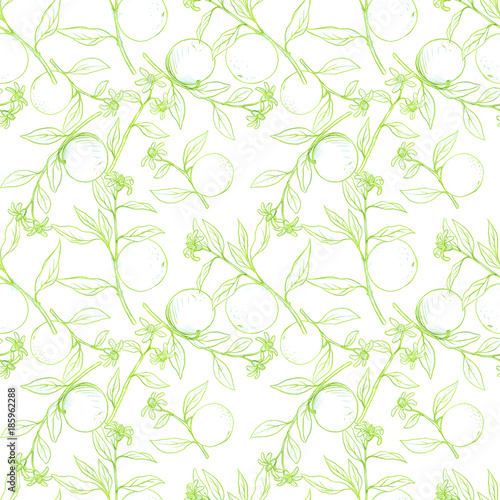 seamless pattern with fruit tree branches