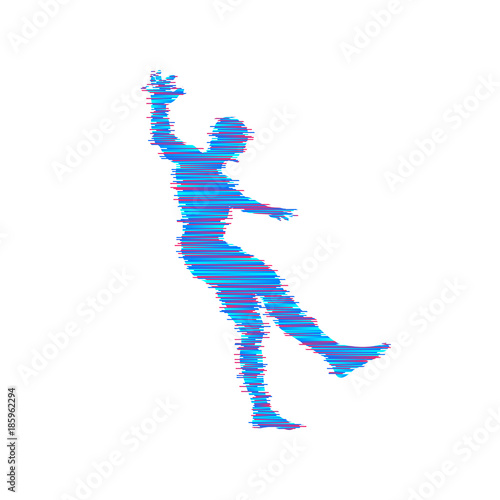 Man falling down. Jumping man. 3D model of man. Element for sport design. Vector illustration.