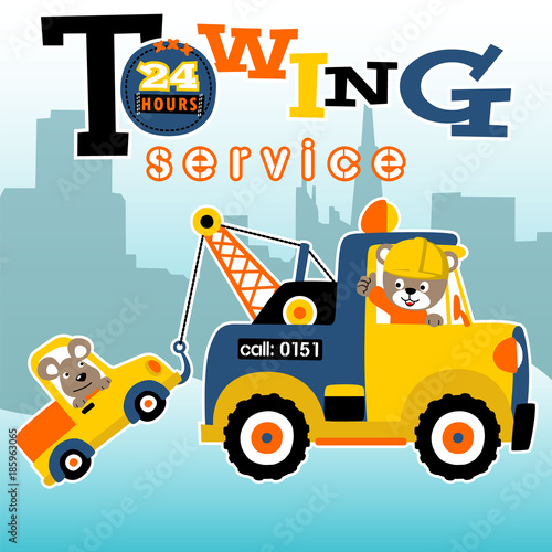 cute animals cartoon with vehicles