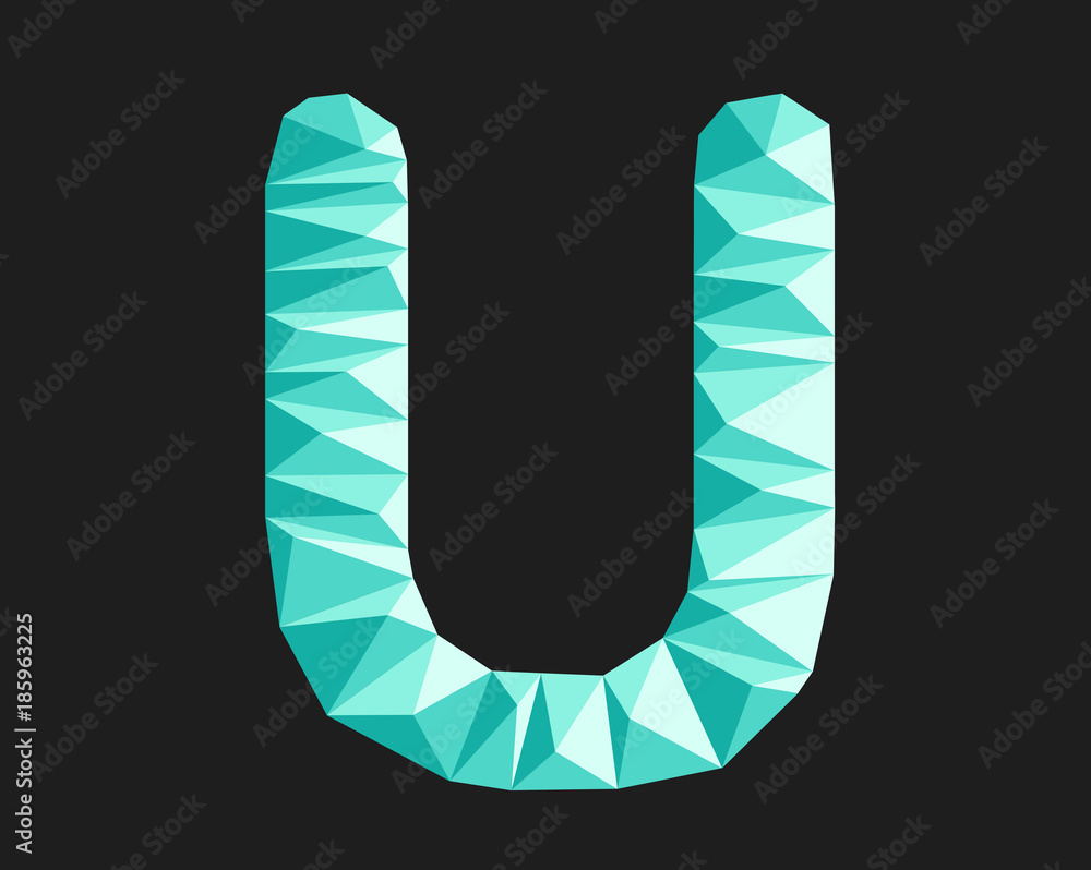 Worthy diamond letter U on the dark background Worthy diamond letter U on the dark background