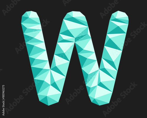 Worthy diamond letter W on the dark background