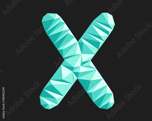 Worthy diamond letter X on the dark background