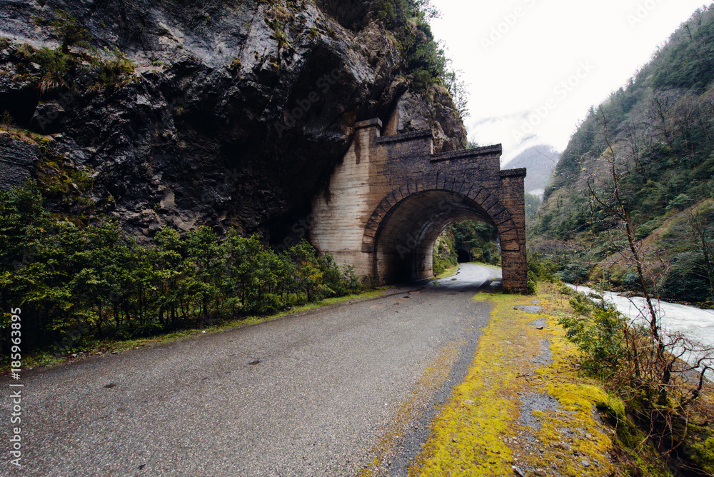 Tunnel in mountain in Abkhazia.