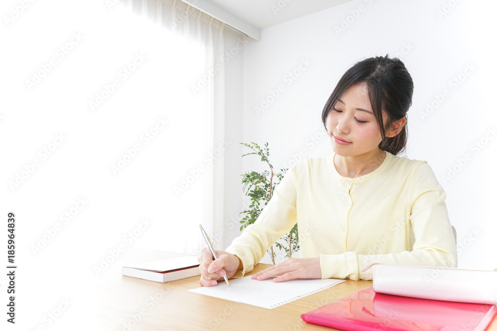 Female student studying in cram school Female student studying in cram school