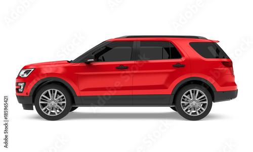 Red SUV Car Isolated