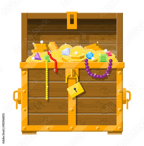 Opened chest full of treasures