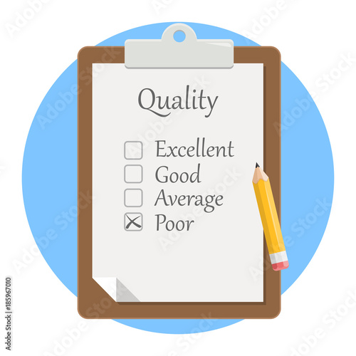 Qualitätsprüfung schlecht Flat Design Icon