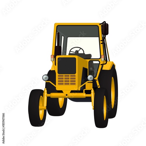 Agricultural tractor 3D vector graphic for tillage  cultivation and harvesting illustration design