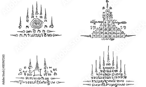 thai traditional painting and tattoo vector