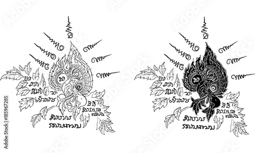 thai traditional painting and tattoo vector