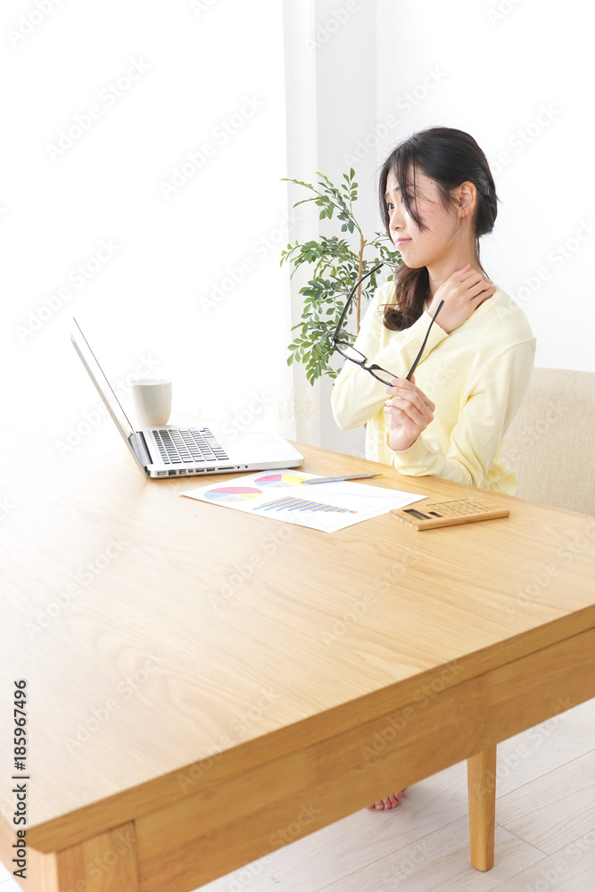 Young woman being fatigued with work Young woman being fatigued with work