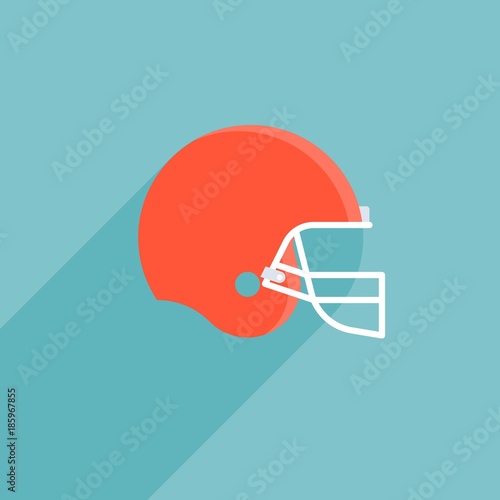 Red football helmet vector, flat design icon
