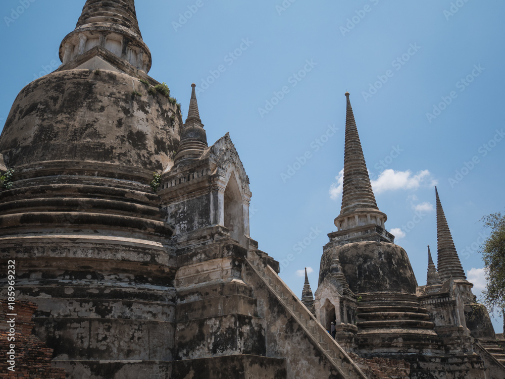 Ayutthaya Thailand - ancient city and historical place. Wat Phra Si Sanphet. The ruin temple.