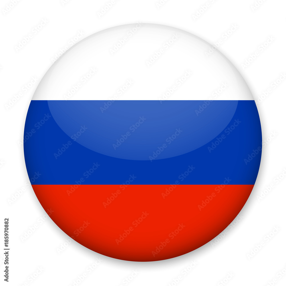 Flag of Russia in the form of a round button with a light glare and a shadow. The symbol of Independence Day, a souvenir, a button for switching the language on the site, an icon. Flag of Russia in the form of a round button with a light glare and a shadow. The symbol of Independence Day, a souvenir, a button for switching the language on the site, an icon.