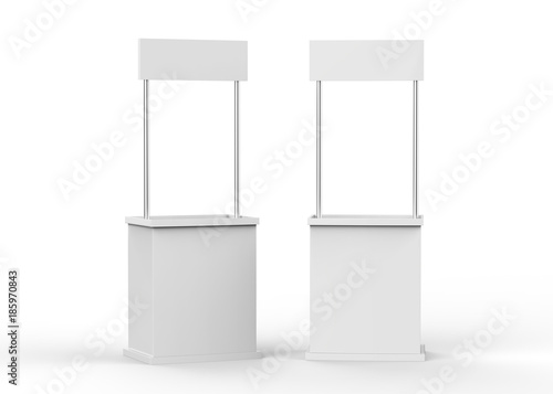 Fotografie Promotion counter on isolated white background, 3d illustration