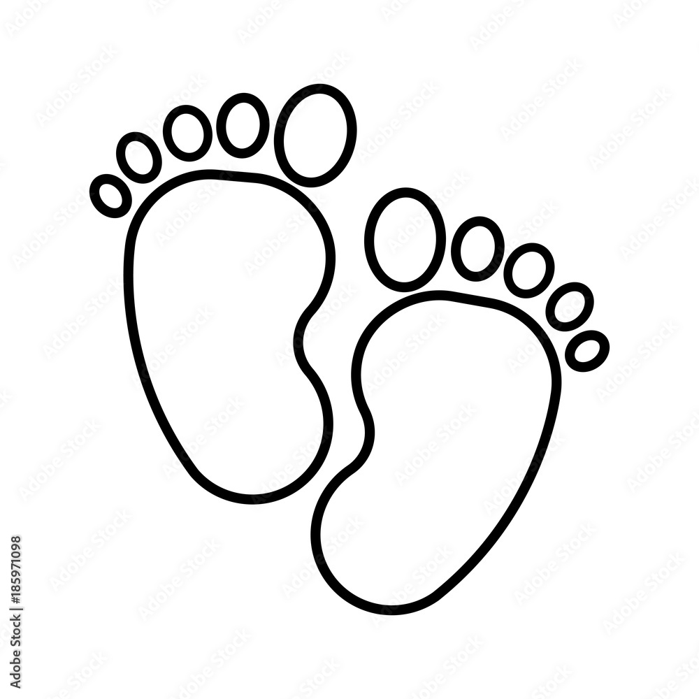 Footprint. Baby icon on a white background, line vector design. Footprint. Baby icon on a white background, line vector design.