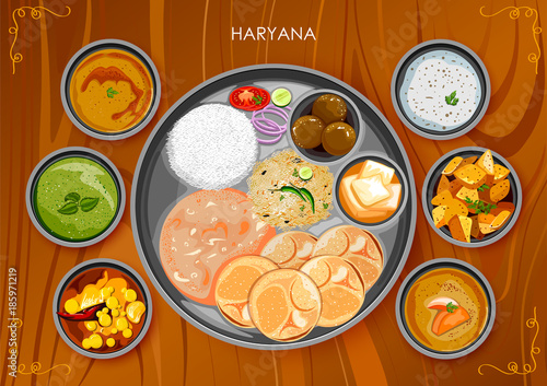Traditional Haryanavi cuisine and food meal thali of Haryana India