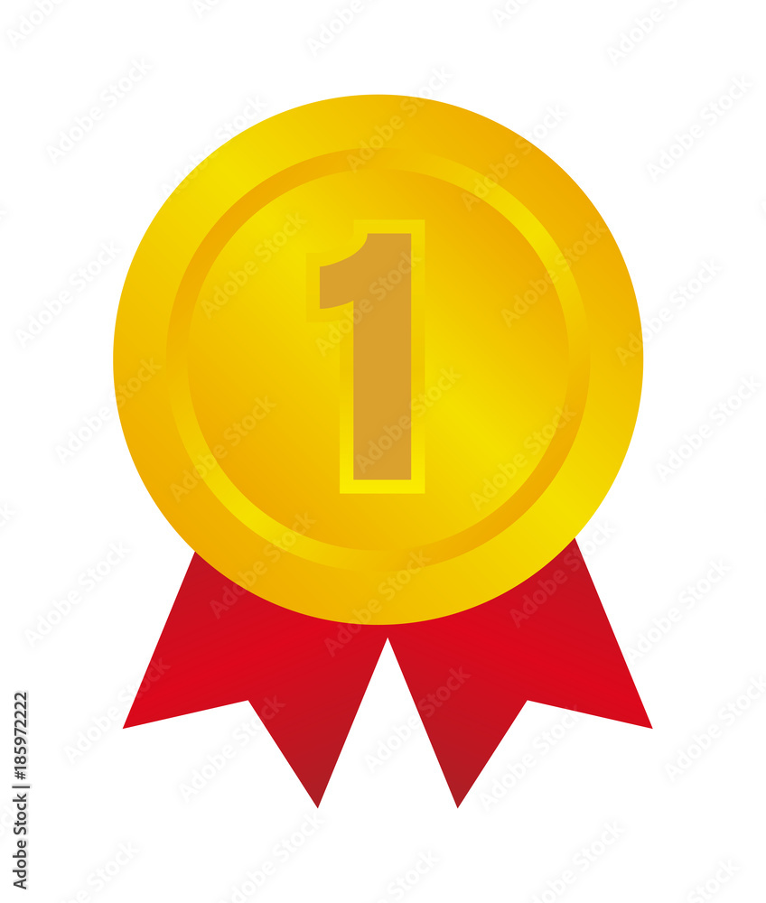 ranking medal icon illustration. 1st place (gold) 