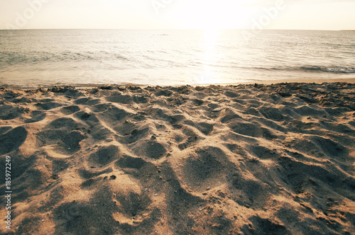 Sandy beach at sunset