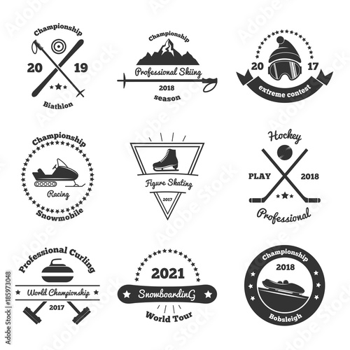 Winter Sports Monochrome Emblems