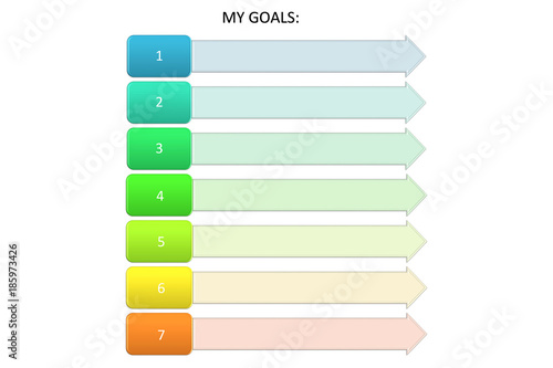 Goals title on colorful charts on white background.