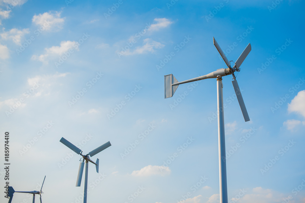 wind turbine against blue sky