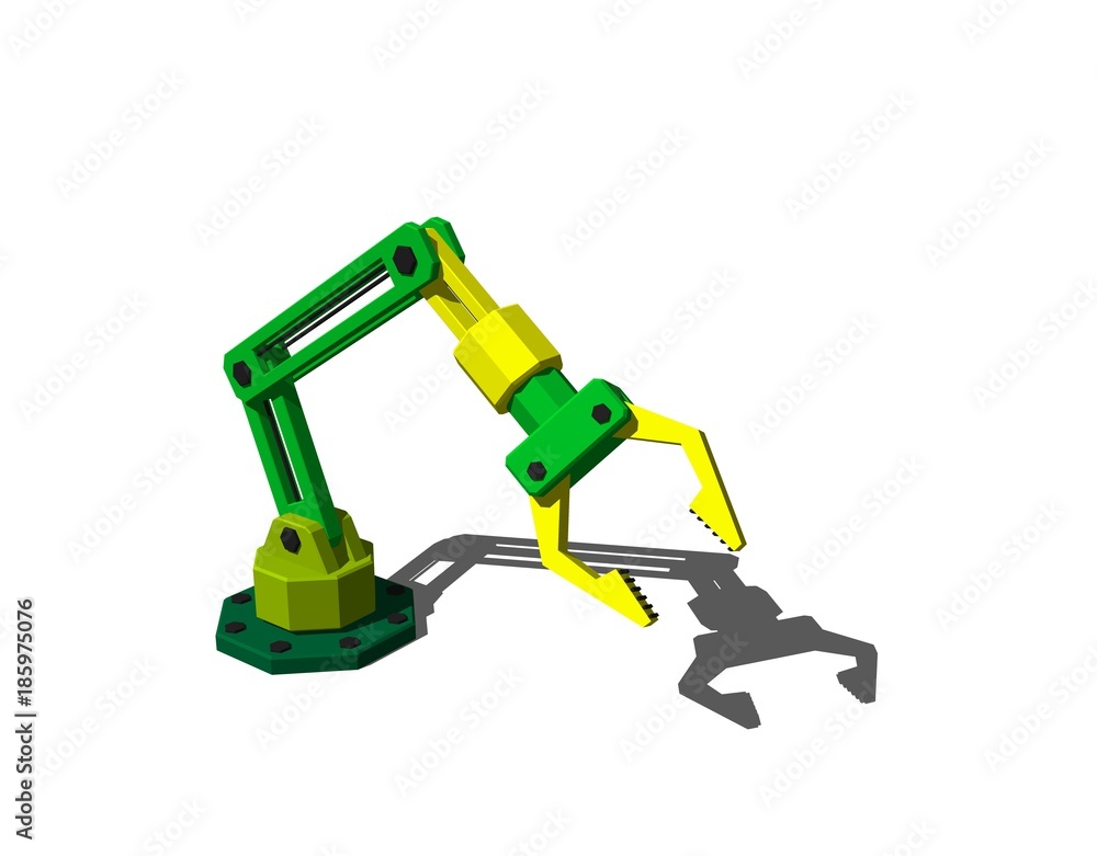 Robotic arm. Isolated on white background. 3D rendering illustration. Robotic arm. Isolated on white background. 3D rendering illustration.
