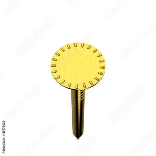Golden nail. Top view. Isol...