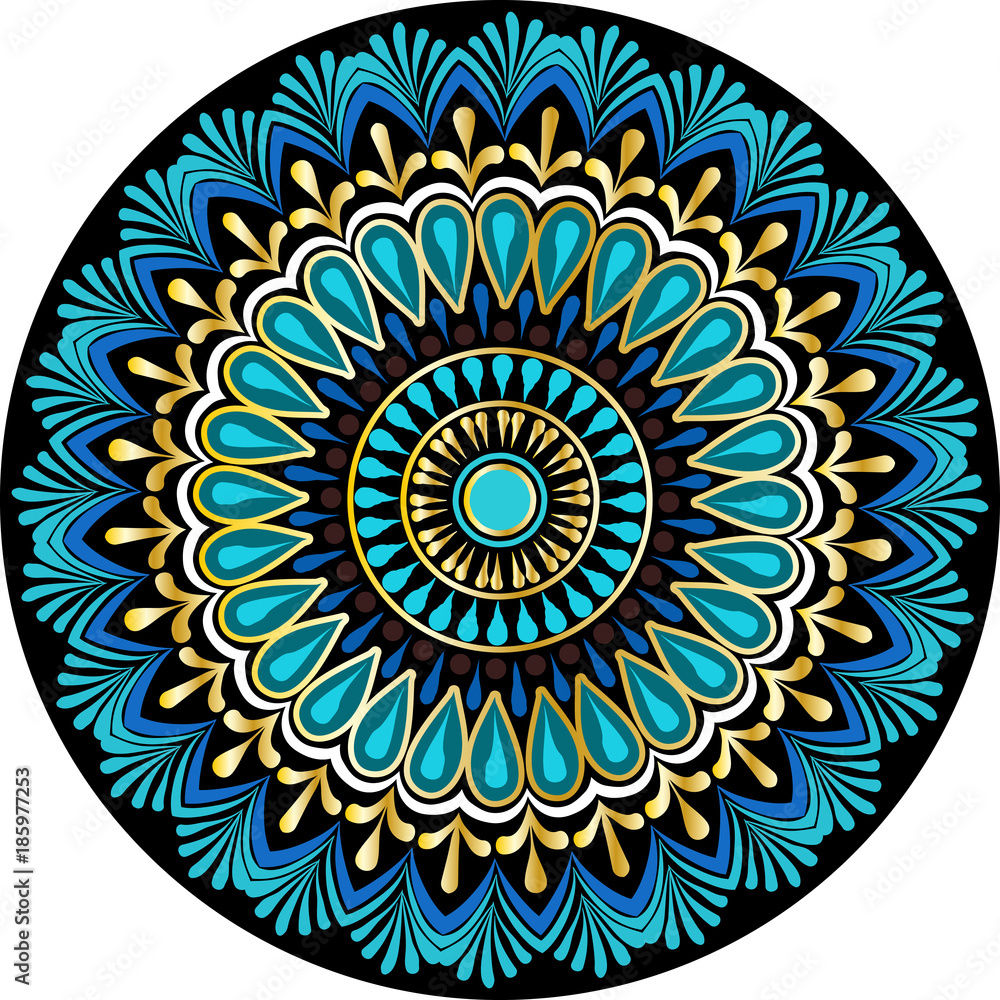 Drawing of a floral mandala Drawing of a floral mandala