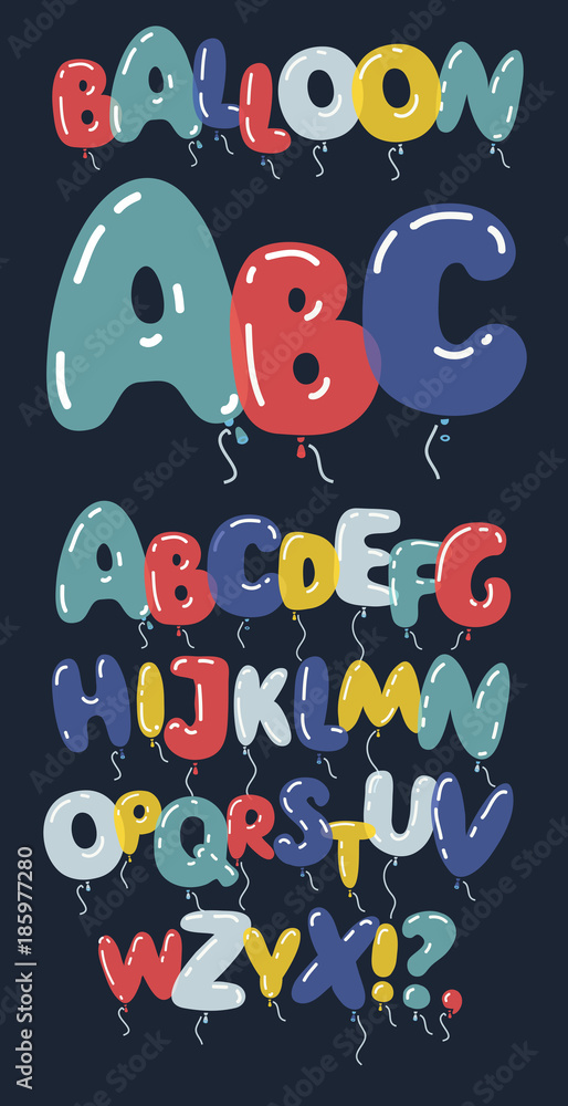 Cartoon bubble font. Colorful letters with glint Cartoon bubble font. Colorful letters with glint