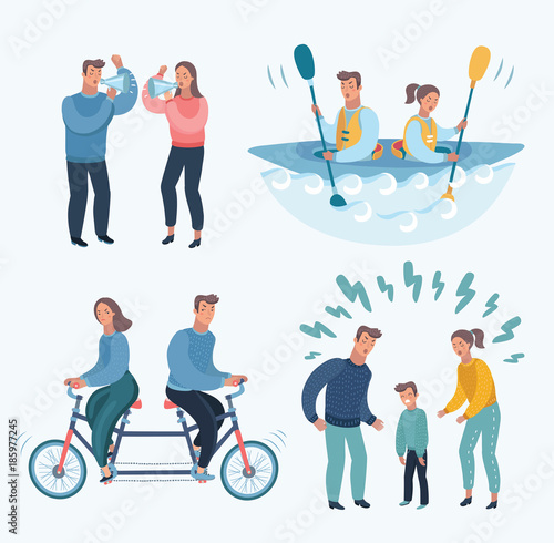 People Quarrelling Making A Loud Public Scandal Collection Of Cartoon Characters Aggressive And Violent Behavior Illustrations