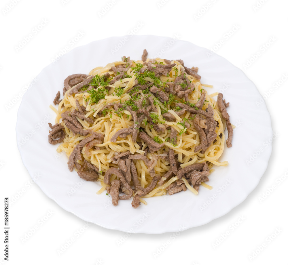 home noodles with meat