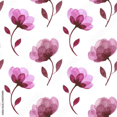 Fototapeta Naklejka Na Ścianę i Meble -  watercolor seamless pattern with flowers