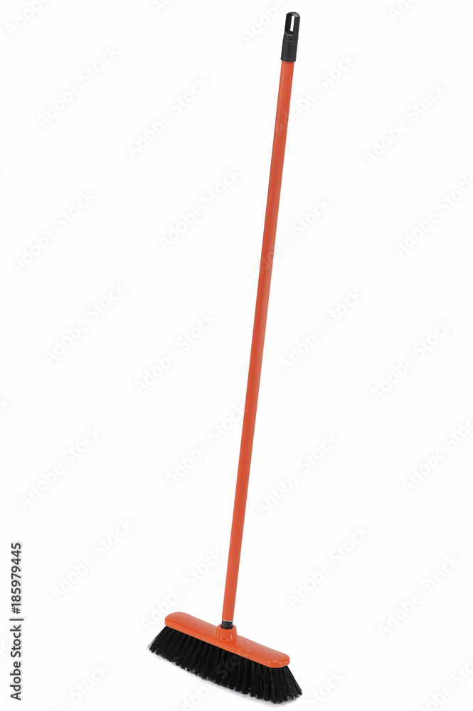 Red broom isolated on white background Red broom isolated on white background