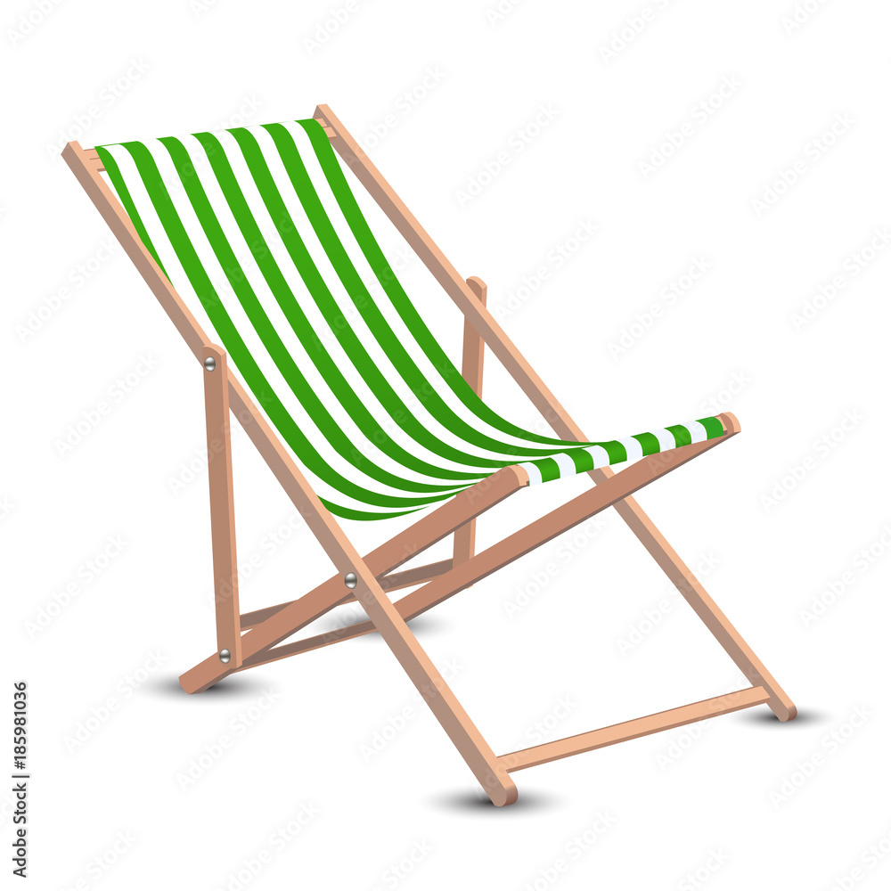 wooden beach chaise longue vector illustration isolated on white background EPS10.