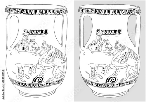 Red-figured pelike with horseman fighting gryphon, found at Apollonia Pontica's necropolis Sozopol , Bulgaria