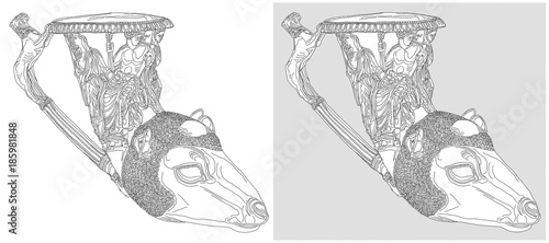 Gold rhyton in the form of ram's head, found at Panagyurishte, Bulgaria a Thracian piece from 4th c. BC .