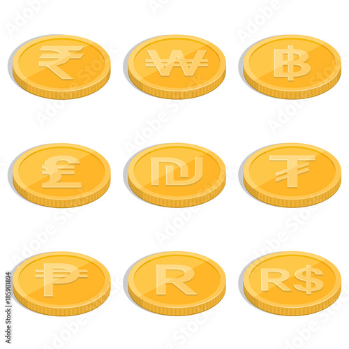 A set of coins of symbols