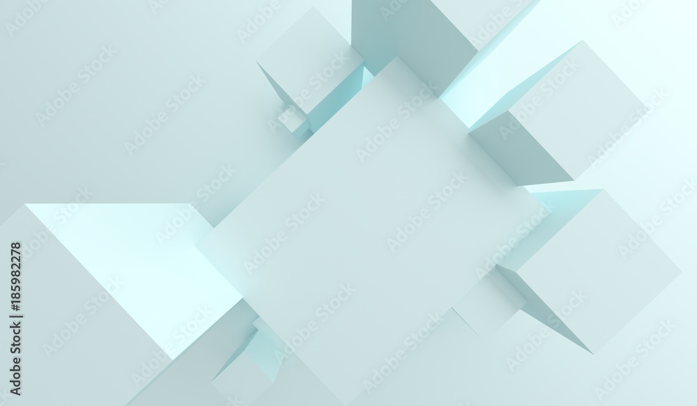 3D Rendering Of Abstract Cubes Background With Empty Space And Blue Tint 3D Rendering Of Abstract Cubes Background With Empty Space And Blue Tint