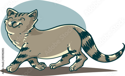 walking cat cartoon style vector illustration
