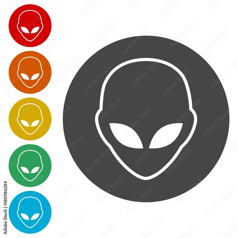 Alien head icon, Extraterrestrial alien face Alien head icon, Extraterrestrial alien face