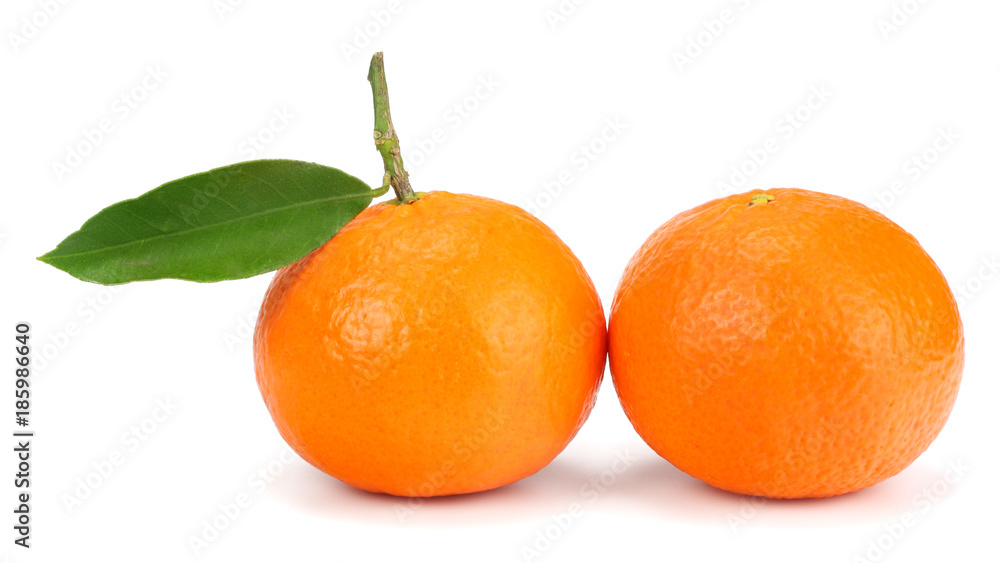 mandarin with green leaf isolated on white background mandarin with green leaf isolated on white background