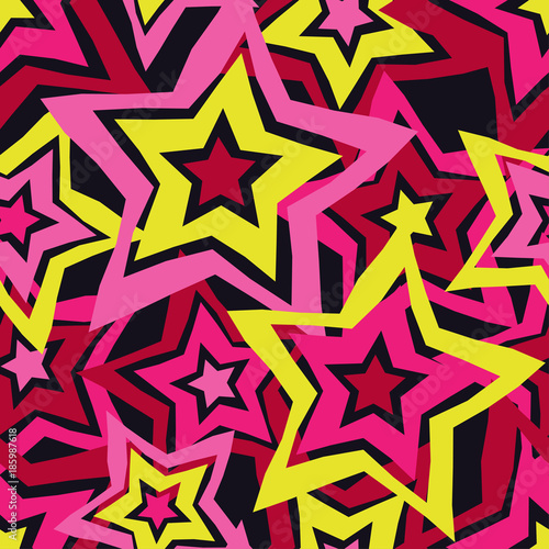 Seamless vector background with decorative stars. Textile rapport.