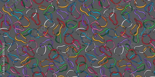 Rubber band wristband bracelet colorful doodle vector Seamless Pattern isolated wallpaper background black